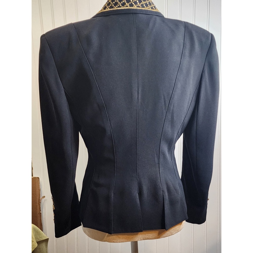 JENNA BLACK GOLD Woman's Embroidered BLAZER JACKET BUTTON size 6 - Picture 7 of 10